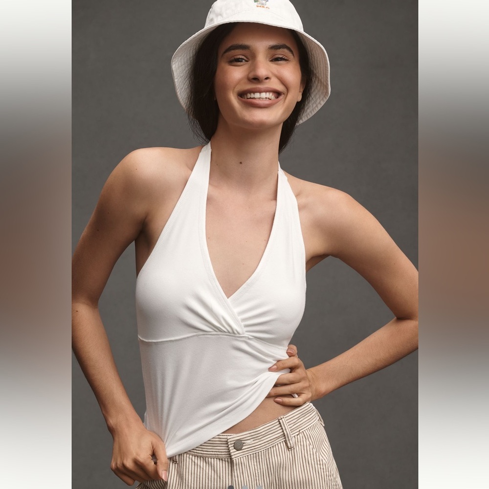 Anthropologie White Halter Tank Top